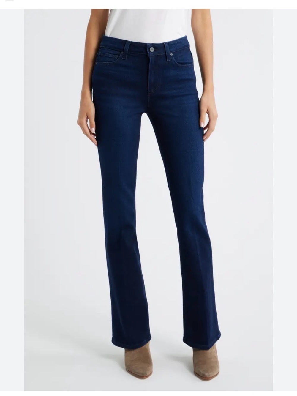 Paige Manhattan High Rise Bootcut Dark Indigo Flare Jeans 28 Western Cottagecore